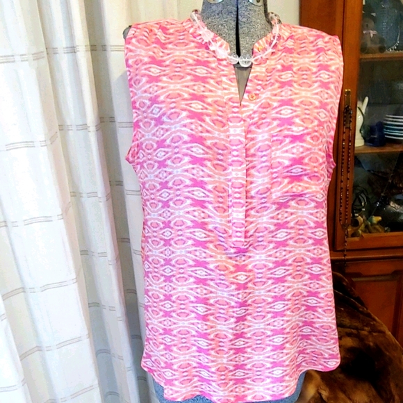 Fred David Tops - Fred David Pink Pattern Sleeveless Blouse